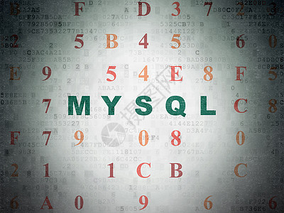 软件概念 数字纸背景的 MySQL脚本字母网络网页代码技术数据服务器数据库防火墙图片