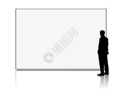 大屏电视素材白色大屏幕前的男人插图套装框架成人技术商务灰色推介会商业男性背景
