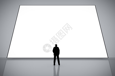 白色大屏幕前的男人插图屏幕电视人士框架黑色技术空白商业灰色图片