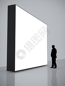 白色大屏幕前的男人人士框架商务空白技术电视商业黑色屏幕插图图片
