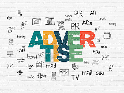 广告概念在背景墙上做广告绘画黑色宣传互联网活动产品战略创造力建筑白色图片