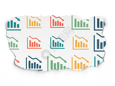 新闻概念 刻纸背景上的衰落图形图标失败图表市场公告报纸金融白色文章危机绘画图片
