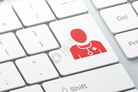 计算机键盘背景上的健康概念医生医师疾病治疗按钮研究技术男人制药外科卫生图片