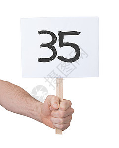 带有数字的签名 35数数评分运动知识数学教育手臂学习卡片白色背景图片