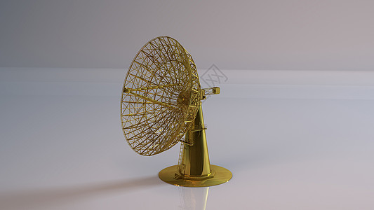 金3D物体黄金卫星财富展示空气杂交种金属创新优雅天线计算机插图图片