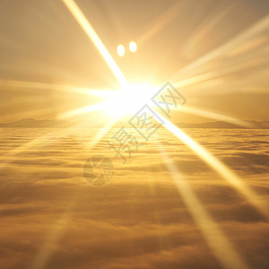 天空 日落太阳和乌云飞机海洋旅行天堂太阳天线晴天空气地球橙子图片