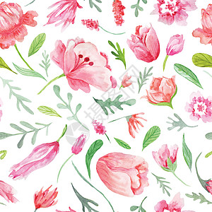 水花花型式织物生态玫瑰水彩热带插图植物郁金香牡丹艺术图片