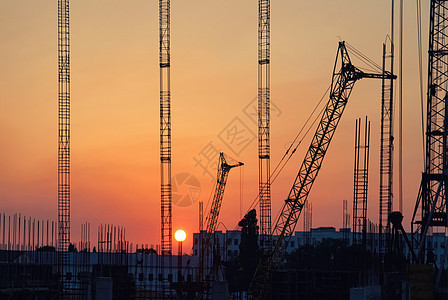 工业起重机橙子摩天大楼商业工程运输建筑财产港口天空项目图片