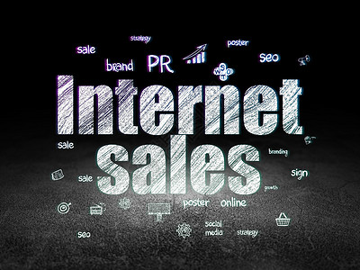 营销概念互联网销售在 grunge 黑暗 roo市场活动销售量中风辉光房间品牌划痕社会广告图片