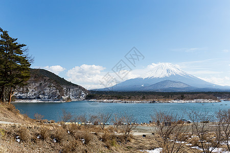 与富士山合齐的Shoji湖图片
