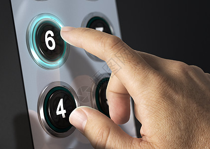 电梯按钮纽扣地面手指蓝色解决方案男人控制按钮商业图片