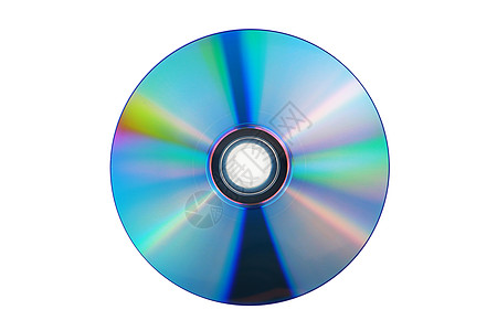 以白色背景显示的 CD 或 DVD数据磁盘音乐玩家软件袖珍记录视频技术贮存图片