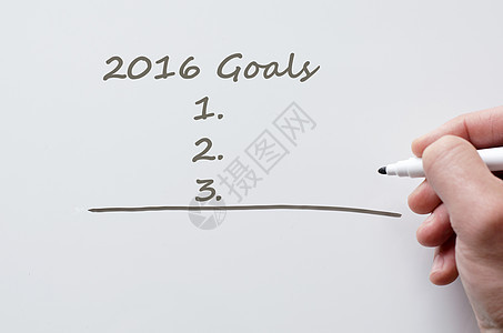 在白板上写明2016年目标空白挑战商业商务战略写作动机成功人士概念图片