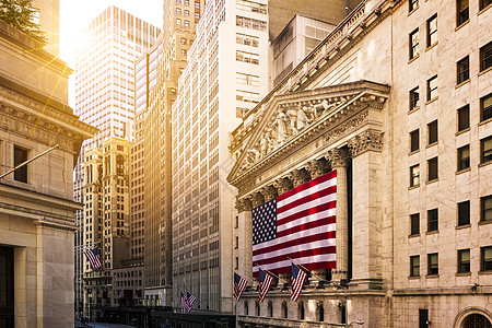 纽约墙街商业旗帜国家经济银行业贸易股票市中心动荡爱国图片