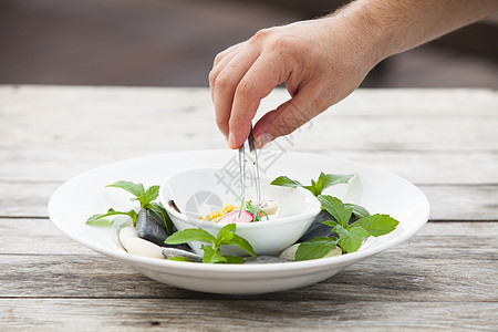 豪华餐厅菜单饮食桌子蔬菜草本植物木板食物午餐成人橙子胡椒图片