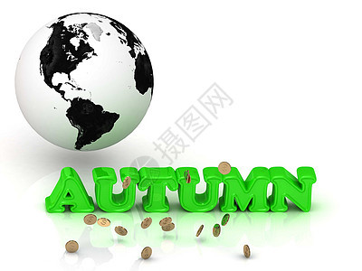 秋天-明亮的颜色字母黑白 Eart图片
