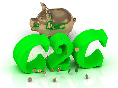 C2C - 绿色绿字 金猪和金钱图片