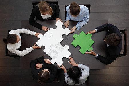商界人士拼拼谜合作解决方案商务女士男人团队战略白色合伙绿色图片