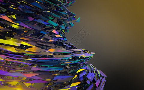 混沌结构的抽象 3d 渲染细胞金属矩阵网络科幻技术绿色三角形多边形科学图片