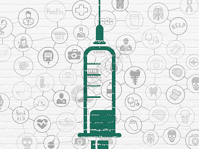 背景墙上的健康概念注射器医生疫苗医院生活图表流程图康复方案建筑注射图片