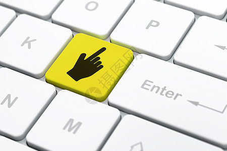 计算机键盘背景上的社交媒体概念鼠标光标钥匙老鼠按钮社会黄色网络网站博客黑色指针图片