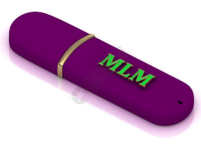 MLM闪光 - 在红色USB闪光驱动器上刻绿色亮信图片