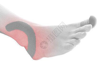 女性脚踝上的治疗胶带理疗疼痛病人手指录音运动机灵活性药品工作室疾病图片