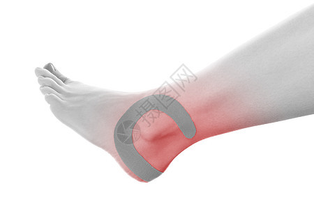 女性脚踝上的治疗胶带理疗病人手指运动机水平录音磁带棕榈疾病灵活性图片