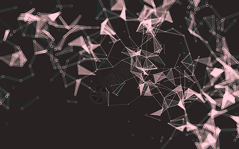 抽象多边形空间低聚深色背景宏观技术矩阵墙纸黑色蓝色三角形网络金属渲染图片