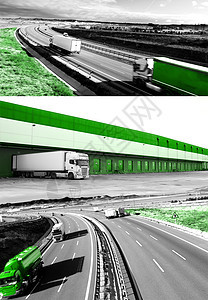 设计国际货运和高速公路货物沥青拼贴画船运火车运动交通旅行货车蓝色图片