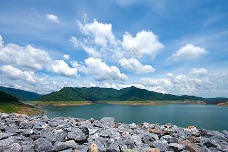 大坝全景水库发电厂生态技术力量活力车站天空绿色图片