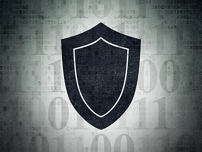 隐私权概念 数字纸张盾牌背景情况裂缝技术灰色绘画代码数据网络密码犯罪警报图片