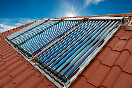真空收集器太阳能热水系统阳光创新加热管子生态控制细胞天空发电机房子图片