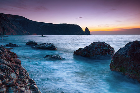 海滩的海日落图片