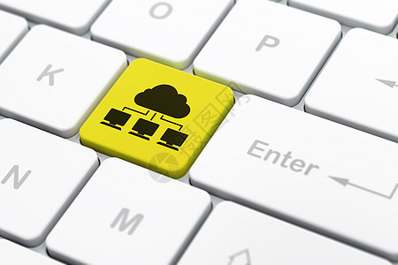 计算机键盘背景上的云技术概念云网络白色全球社会按钮桌面高科技服务器屏幕软件钥匙图片