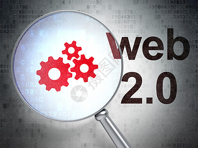 速度与激情0Web 开发概念齿轮和 Web 2 0 与光学玻璃背景