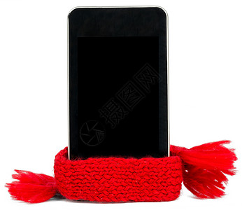 带红领巾的智能手机 服务理念流感电子产品帮助电话配饰围巾情况治疗羊毛援助图片