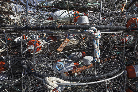 龙虾陷阱螃蟹蓝色海洋港口贝类码头钓鱼海岸甲壳绳索图片