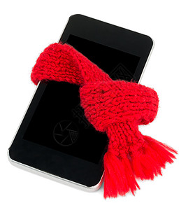 带红领巾的智能手机 服务理念电话草图麻纱帮助流感黑色互联网纺织品羊毛治疗图片