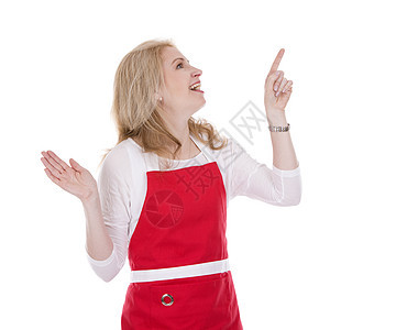 围裙女厨师烹饪全体女性售货员头发工作室人员职业快乐金发图片