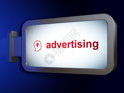 广告媒体营销概念广告和广告牌背景上的灯泡头背景