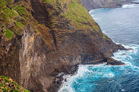加那利群岛特内里费洛基海滩海岸线悬崖蓝色火山旅游天空石头假期热带冒险图片