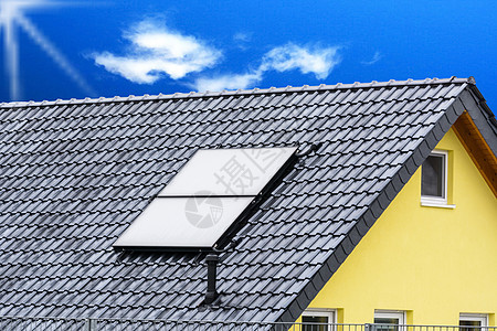 屋顶上的太阳能电池板节能温室行业保温太阳能天空太阳光线取暖房子需求图片