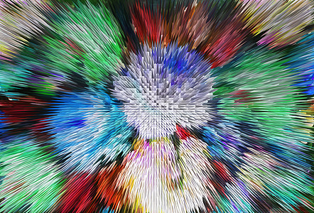 具有挤压效果的印象主义绘画彩色花卉坝蓝色树叶几何学作品艺术花园图片纺织品印象派金字塔图片
