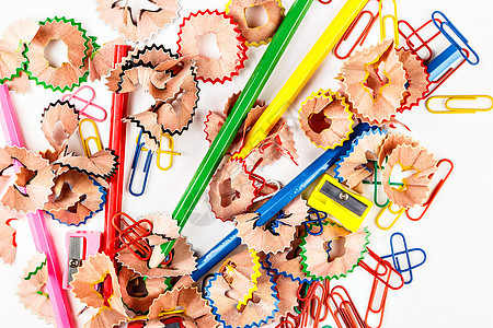 彩色刮痕铅笔螺旋教育木头创造力白色夹子学校孩子们艺术工具图片