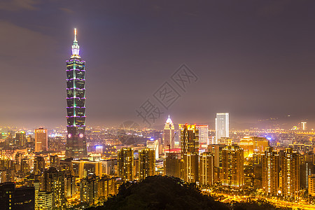 台北台湾天线办公室摩天大楼商业市中心旅行照明风景城市场景地标图片