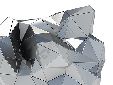 白色背景上的金属现代建筑框架天空岩石仿生多边形3d商业渲染蓝色技术图片