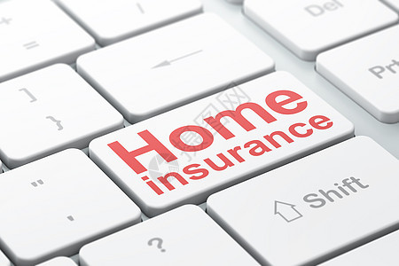 在计算机键盘背景上的保险概念家庭保险渲染数据金融损失投保人事故政策网络合同按钮图片