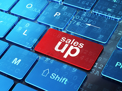 营销概念 在计算机键盘背景上畅销市场产品技术红色战略按钮代码宣传广告活动图片