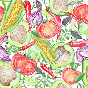 蔬菜植物型式绘画植物插图鳄梨花园打印香菜墙纸水果胡椒图片